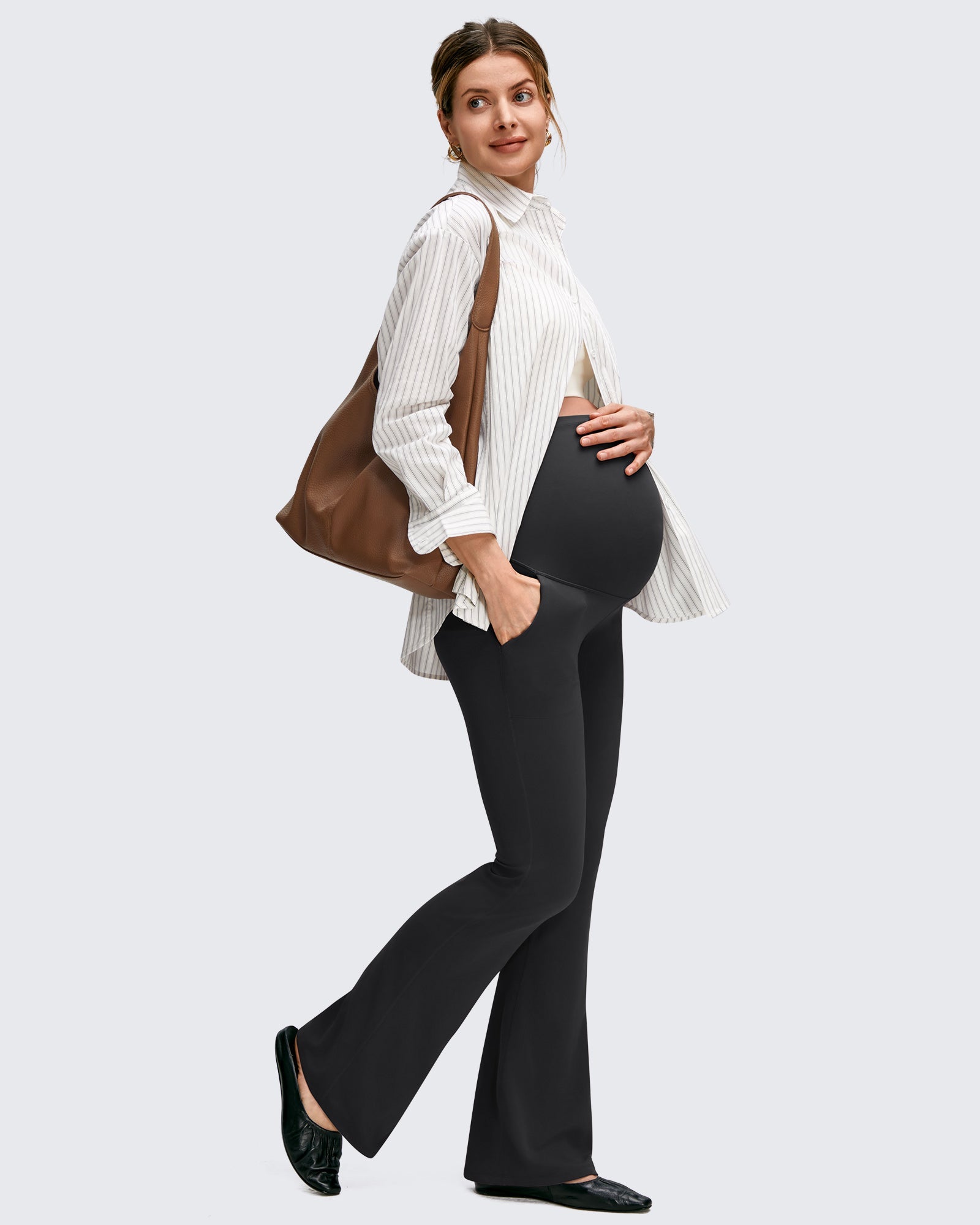 Maternity Leggings with Pockets | Soft Flare Design for Comfort and Style
