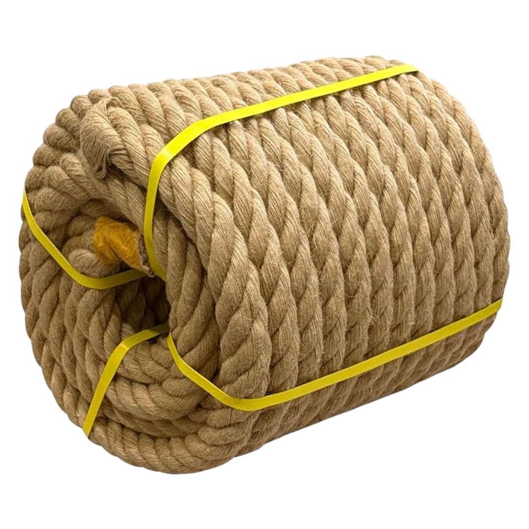 Natural Jute Rope | Durable 4-Strand Weave for Crafting & Outdoor Use | Rustic Brown Cord for Railings and Décor