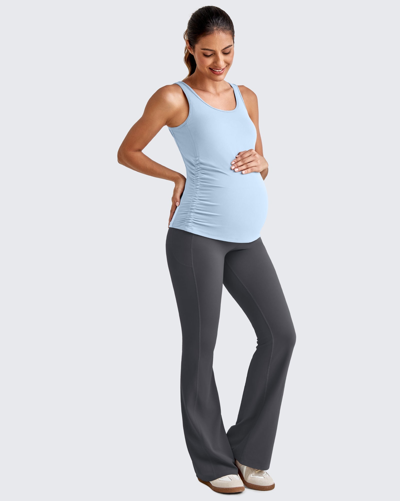 Ruched Maternity Tank Top with Gentle Stretch | Comfortable Fit for Active Moms