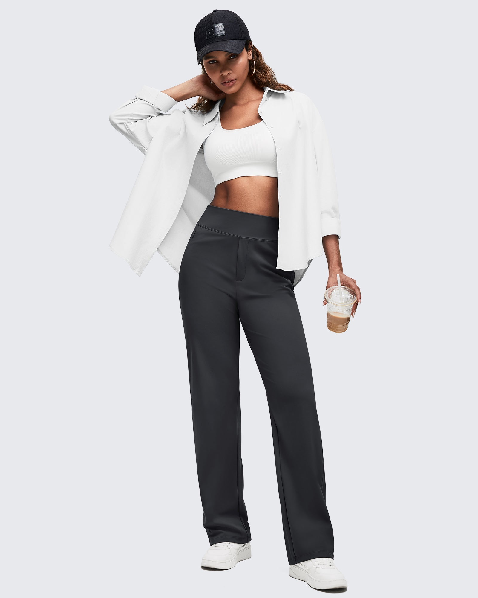 ShiftReady | High Waisted Dress Pants with Hidden Zipper Pockets | Versatile Minimalist Design for Professional Style