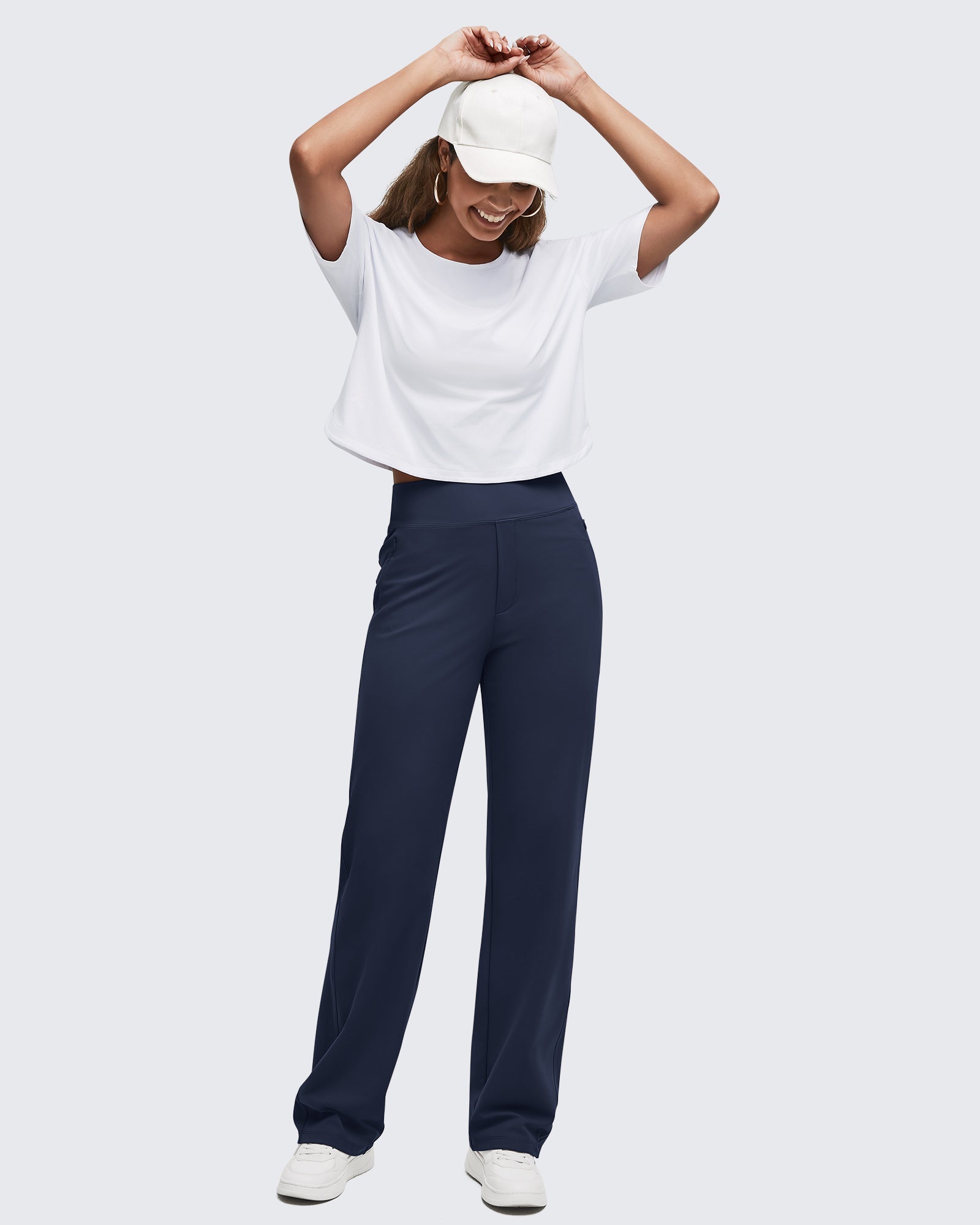 ShiftReady | High Waisted Dress Pants with Hidden Zipper Pockets | Versatile Minimalist Design for Professional Style