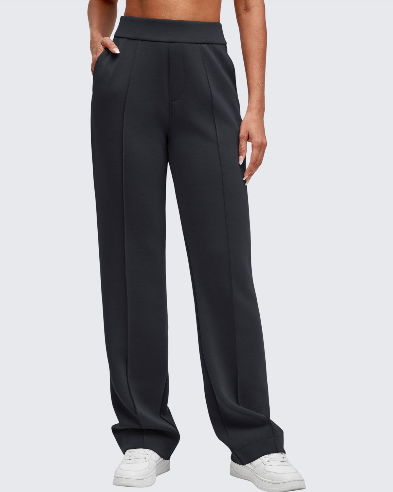 Smoofit | Dress Pants for Women with Elastic High Waist & Soft Stretch Fabric | Comfortable Fit for Everyday Wear