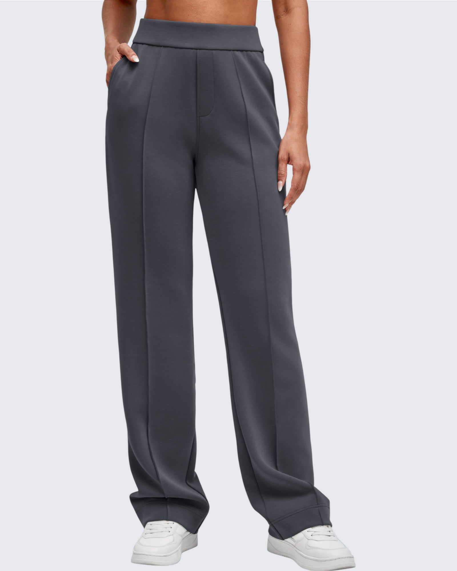 Smoofit | Dress Pants for Women with Elastic High Waist & Soft Stretch Fabric | Comfortable Fit for Everyday Wear