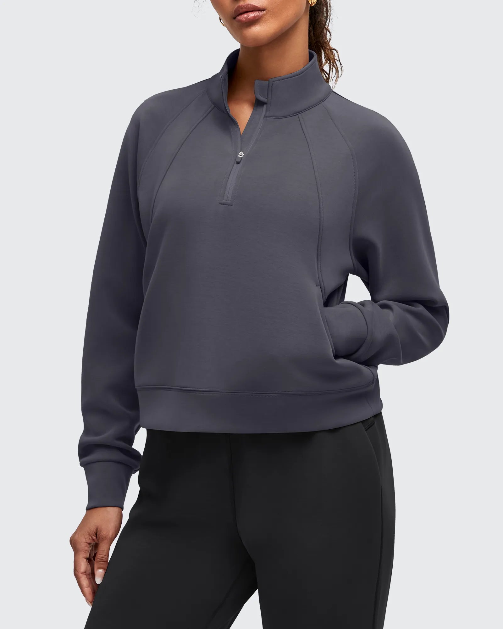 Smoofit | Half Zip Pullover Sweatshirt with Mock Neck & Pockets | Comfortable Fit for Active Lifestyle