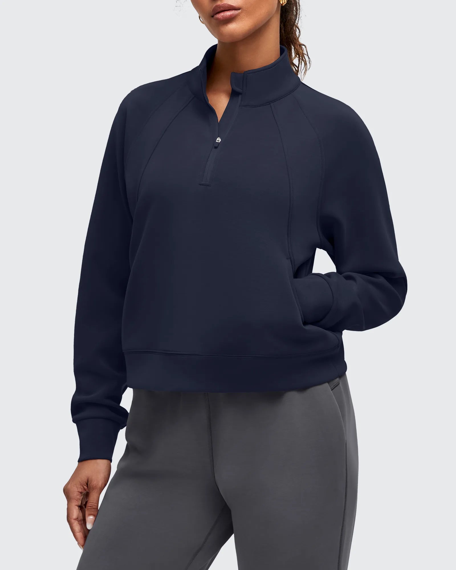 Smoofit | Half Zip Pullover Sweatshirt with Mock Neck & Pockets | Comfortable Fit for Active Lifestyle