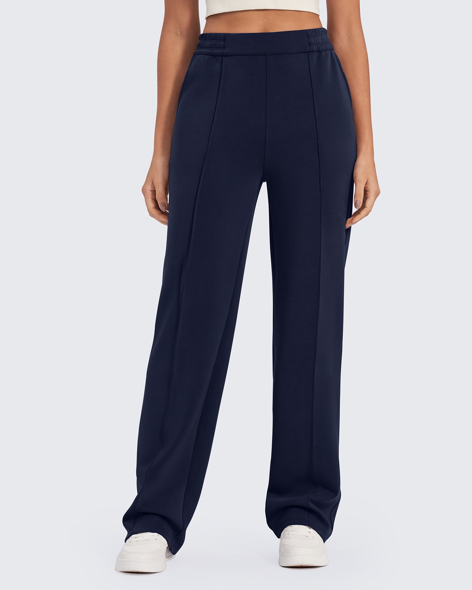Smoofit | High-Waisted Dress Pants for Women with Elastic Waistband | Comfortable Loose Fit for Everyday Style