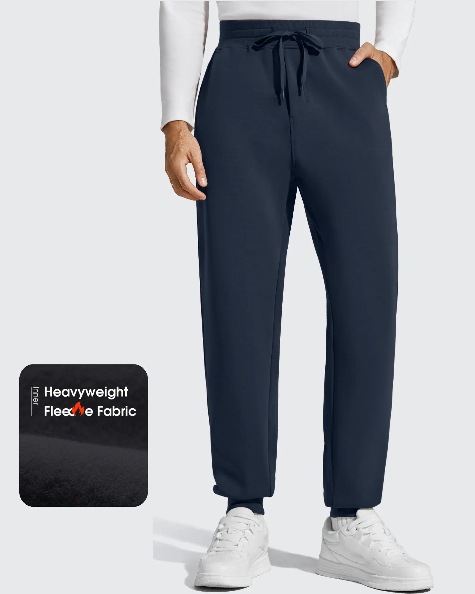 Smoofit | Men's Fleece Lined Thermal Joggers with Drawstring Waist | Lightweight Comfort for All-Day Wear