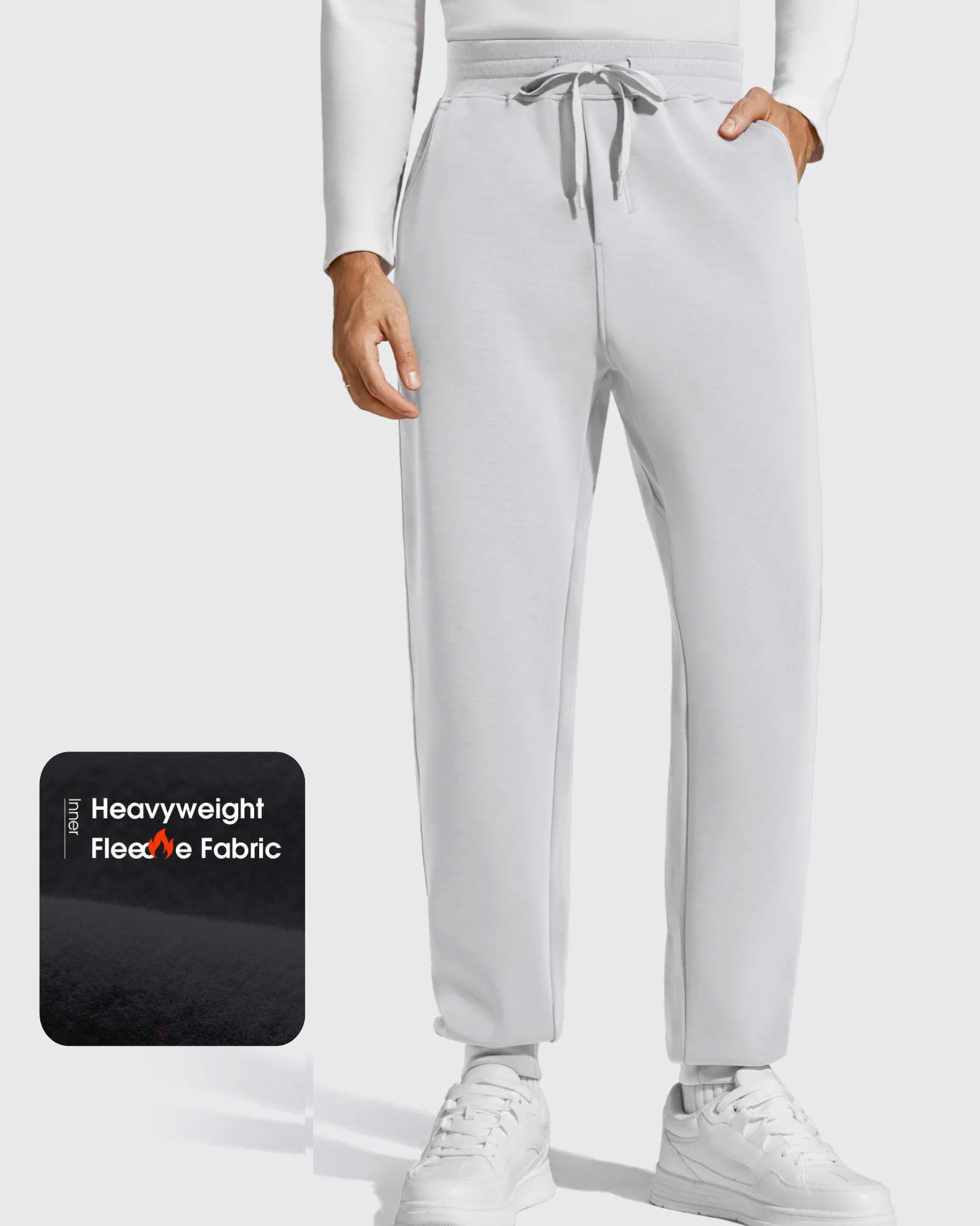 Smoofit | Men's Fleece Lined Thermal Joggers with Drawstring Waist | Lightweight Comfort for All-Day Wear