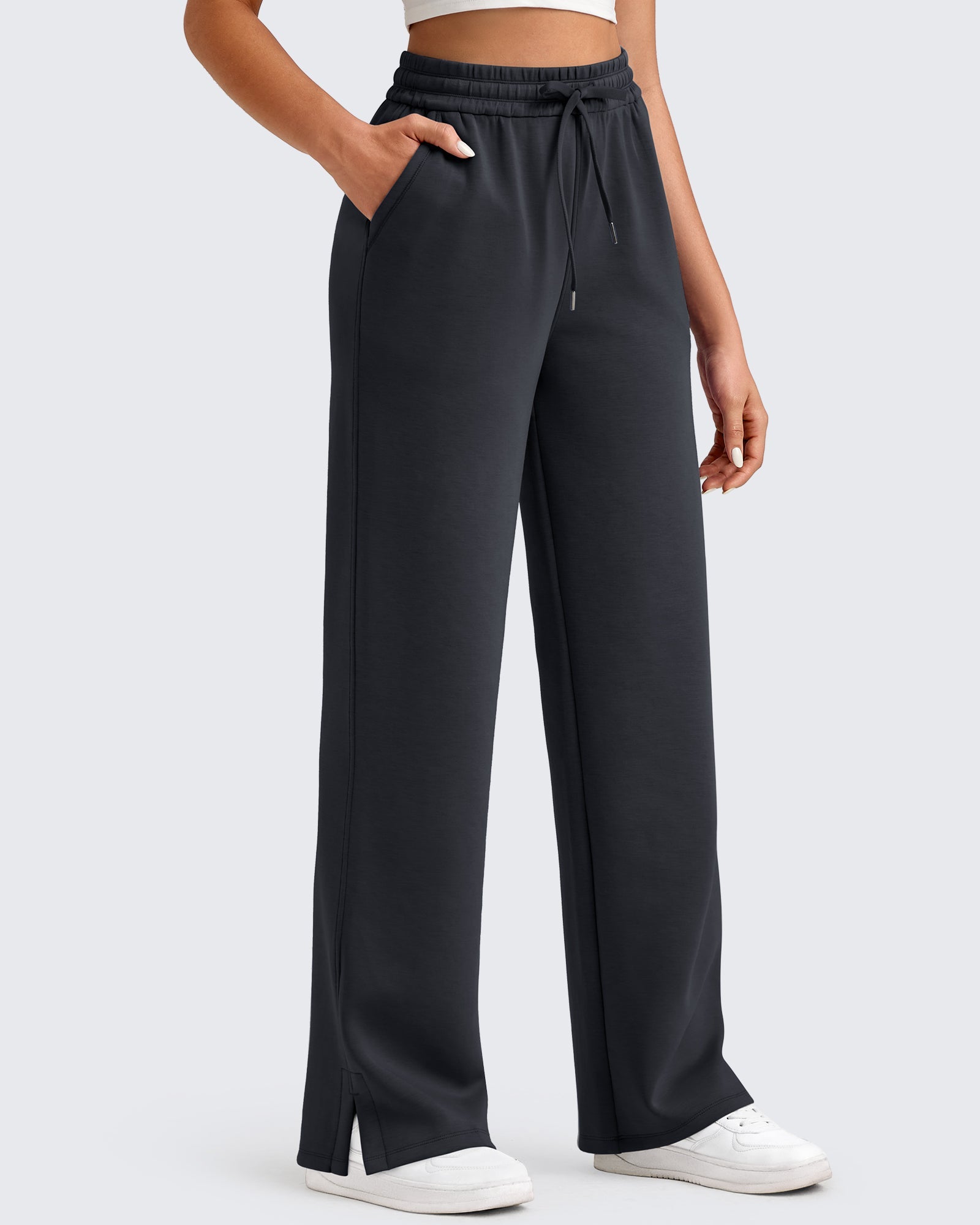 Smoofit | Side Slit Loose Sweatpants with Drawstring Waist | Comfortable Fit for Everyday Wear