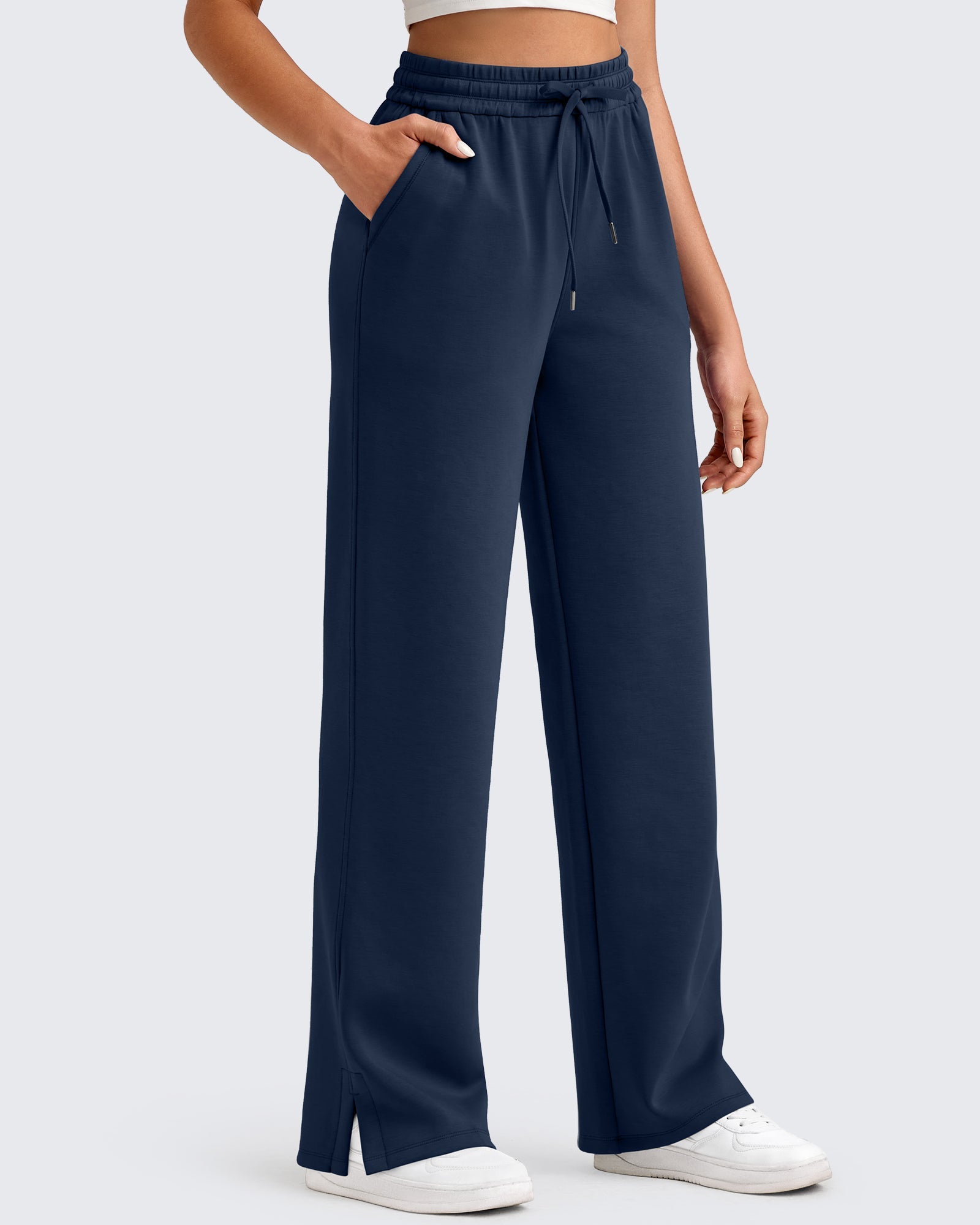 Smoofit | Side Slit Loose Sweatpants with Drawstring Waist | Comfortable Fit for Everyday Wear