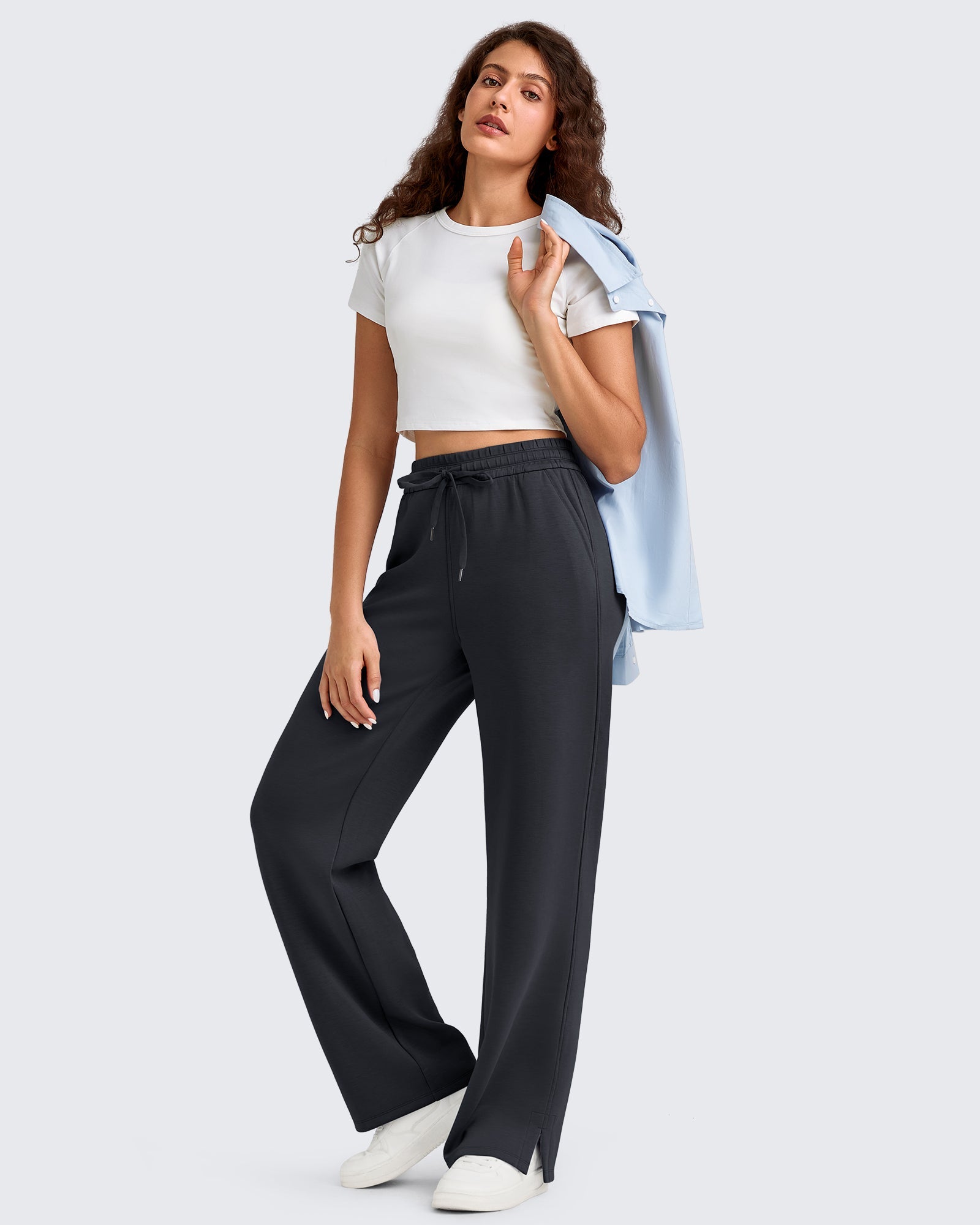 Smoofit | Side Slit Loose Sweatpants with Drawstring Waist | Comfortable Fit for Everyday Wear