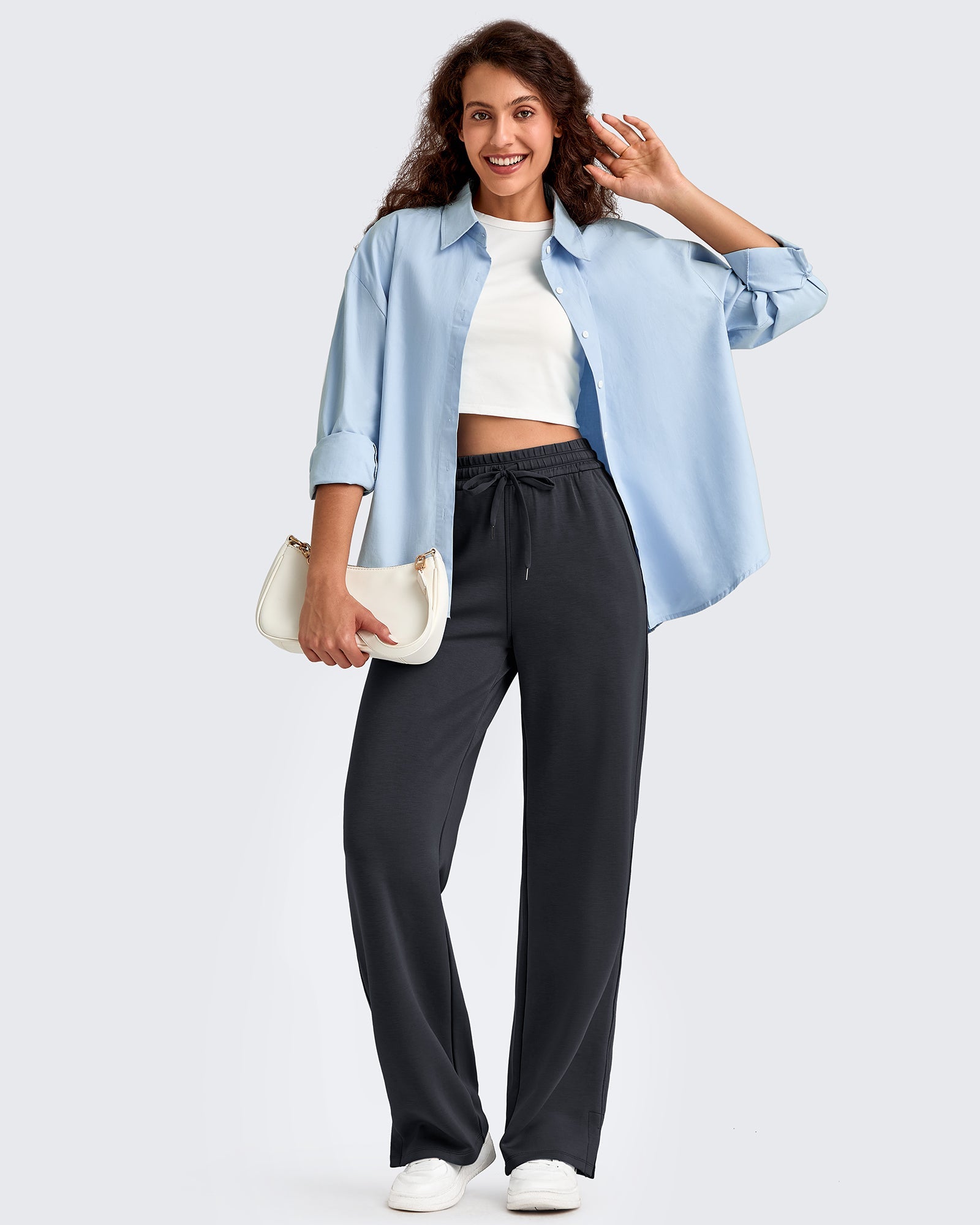 Smoofit | Side Slit Loose Sweatpants with Drawstring Waist | Comfortable Fit for Everyday Wear