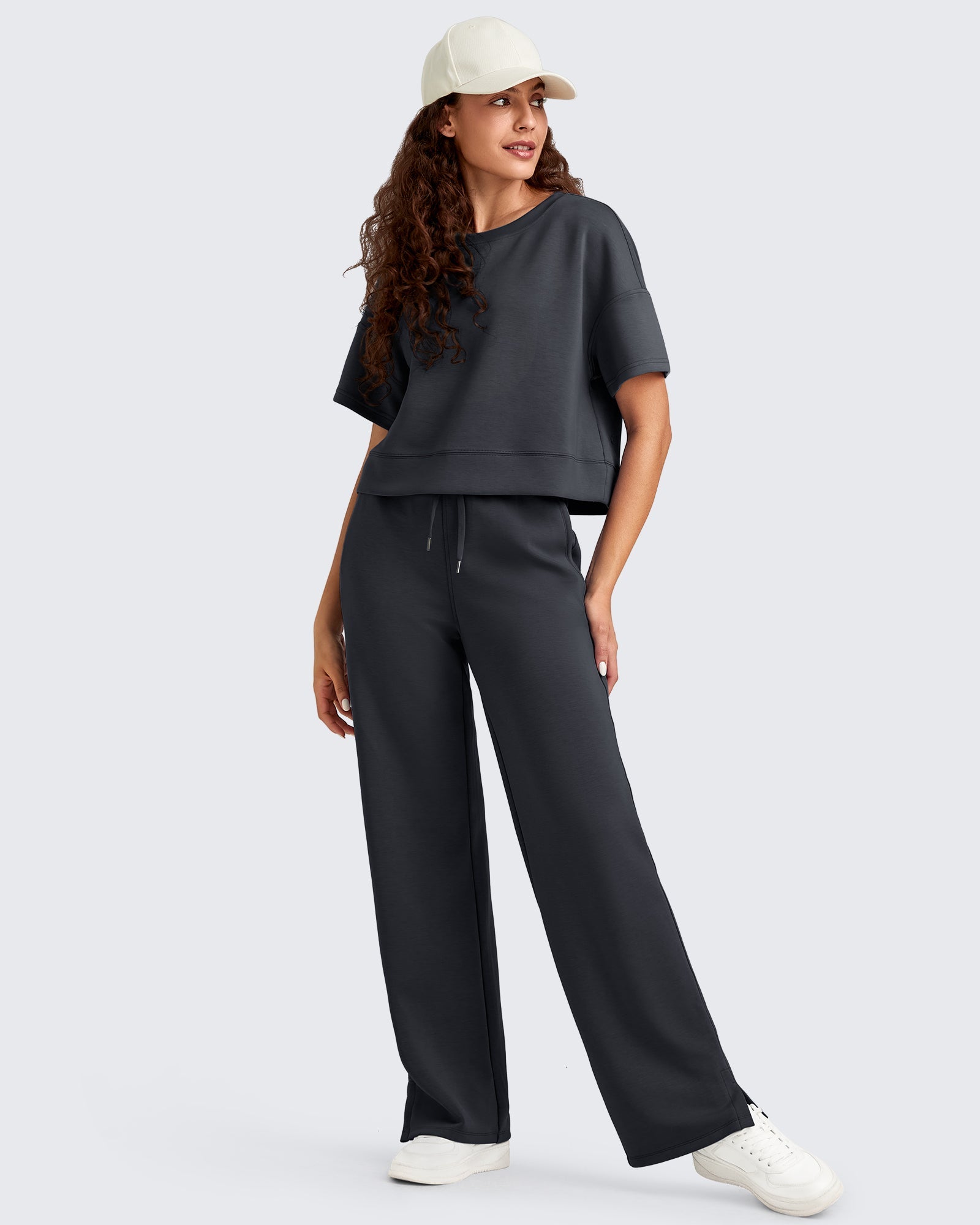 Smoofit | Side Slit Loose Sweatpants with Drawstring Waist | Comfortable Fit for Everyday Wear