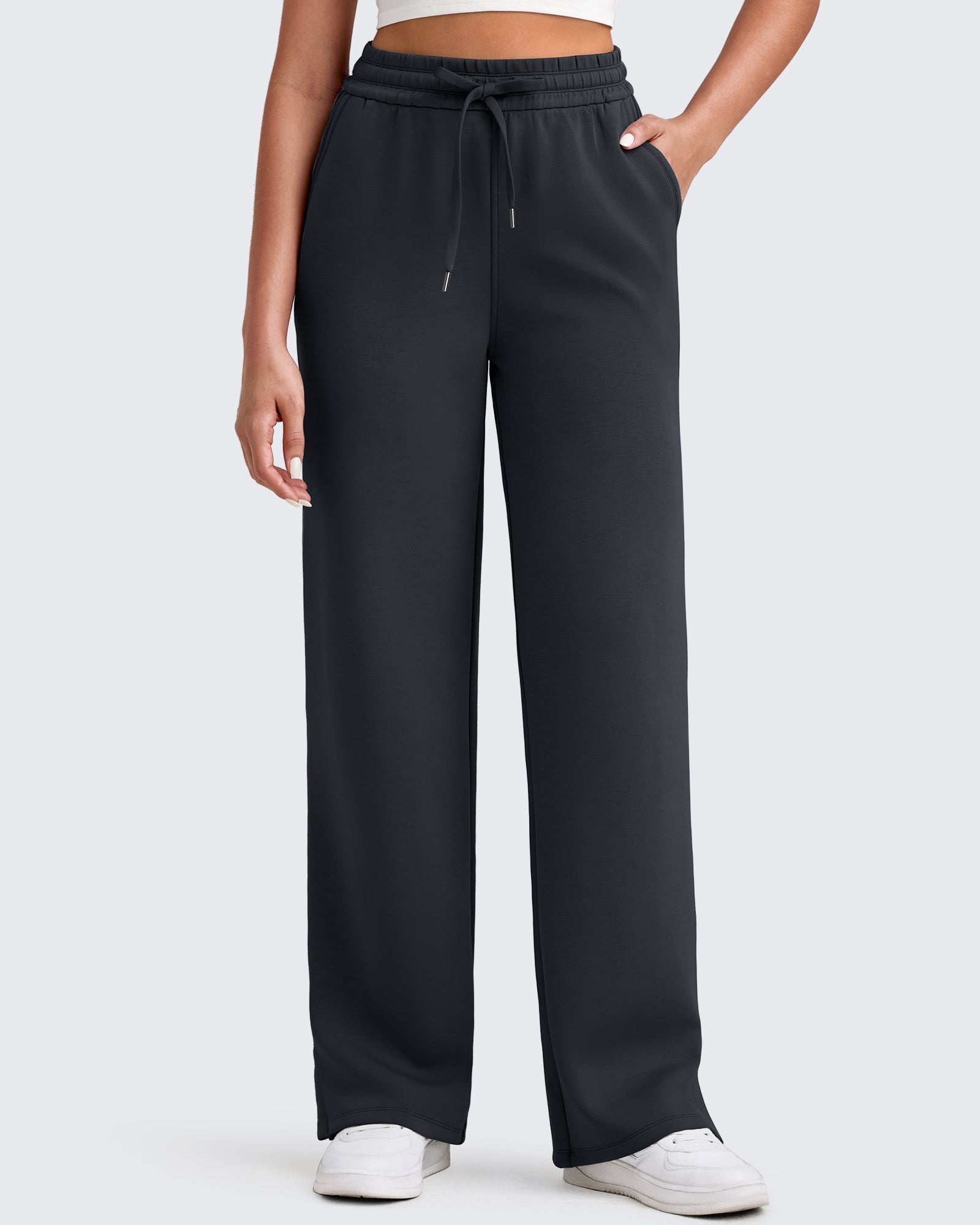Smoofit | Side Slit Loose Sweatpants with Drawstring Waist | Comfortable Fit for Everyday Wear