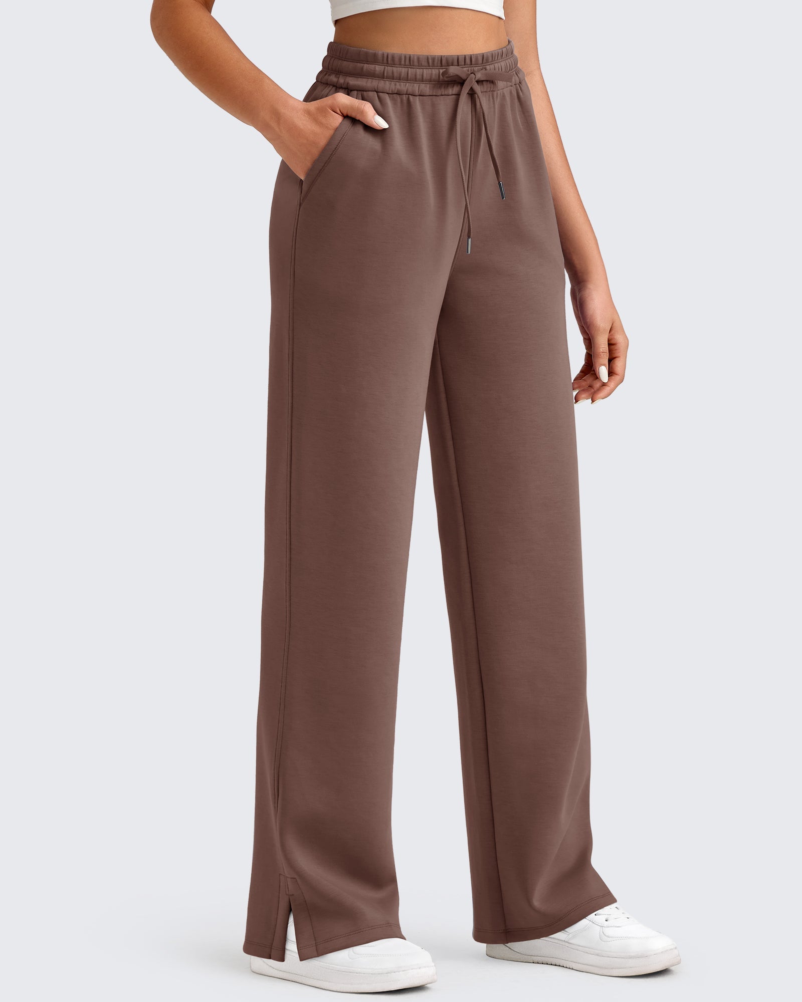 Smoofit | Side Slit Loose Sweatpants with Drawstring Waist | Comfortable Fit for Everyday Wear