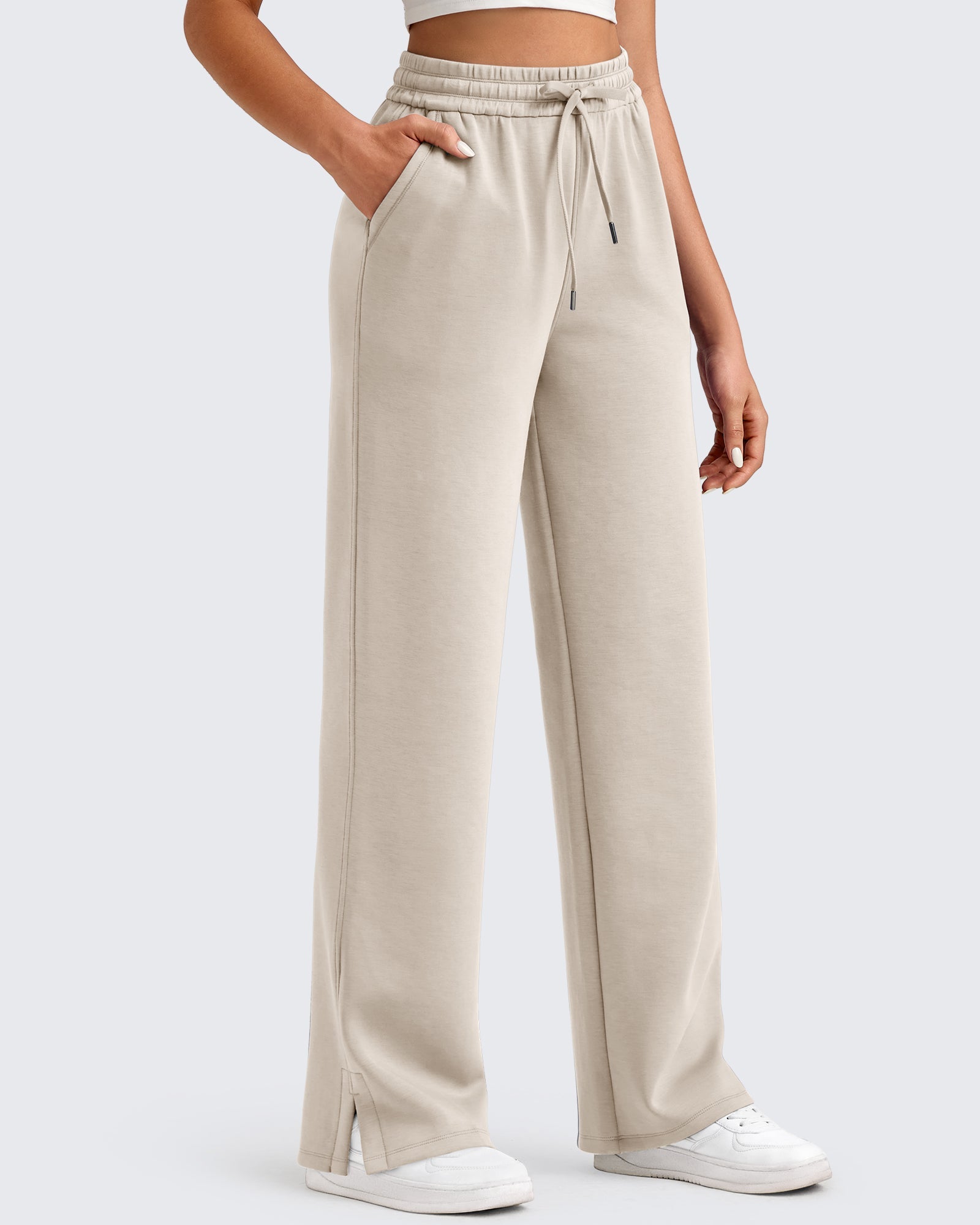 Smoofit | Side Slit Loose Sweatpants with Drawstring Waist | Comfortable Fit for Everyday Wear