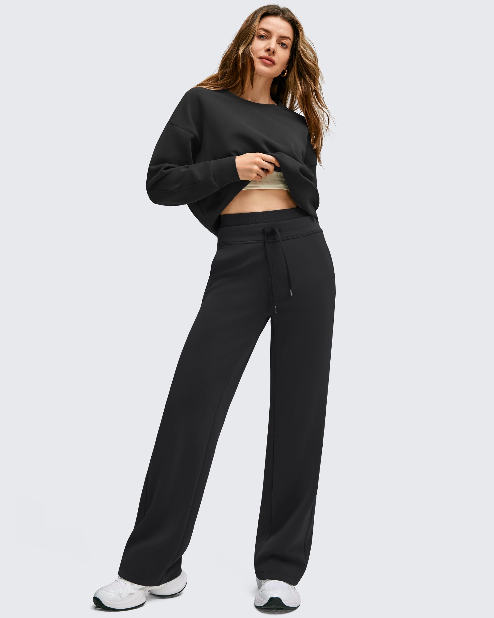 Smoofit | Wide Leg Drawstring Pants with Double Layer Waist | Comfortable Fit for Relaxed Movement