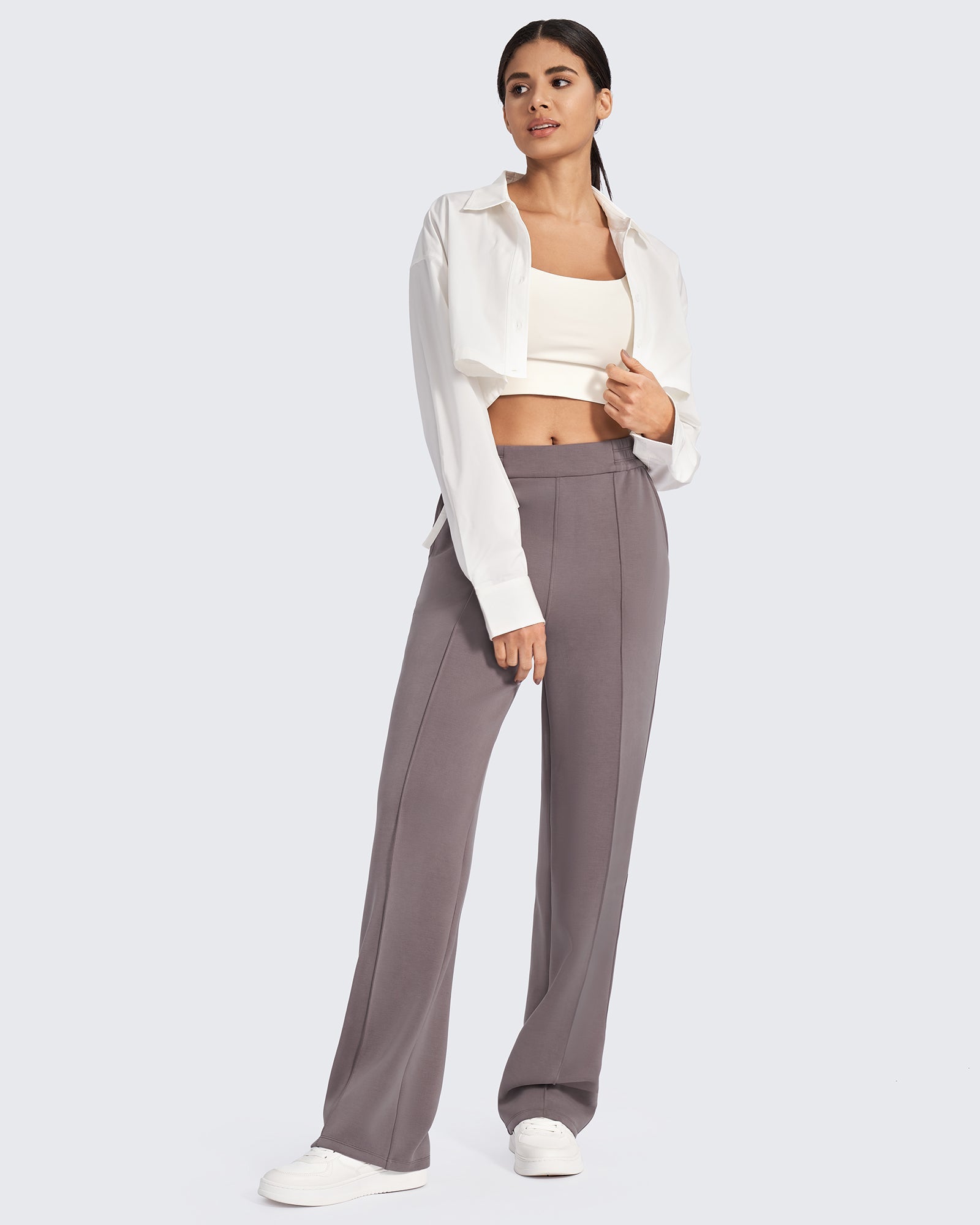 Smoofit | Women's Dress Pants with High-Rise Elastic Waistband | Comfortable Fit for All-Day Wear