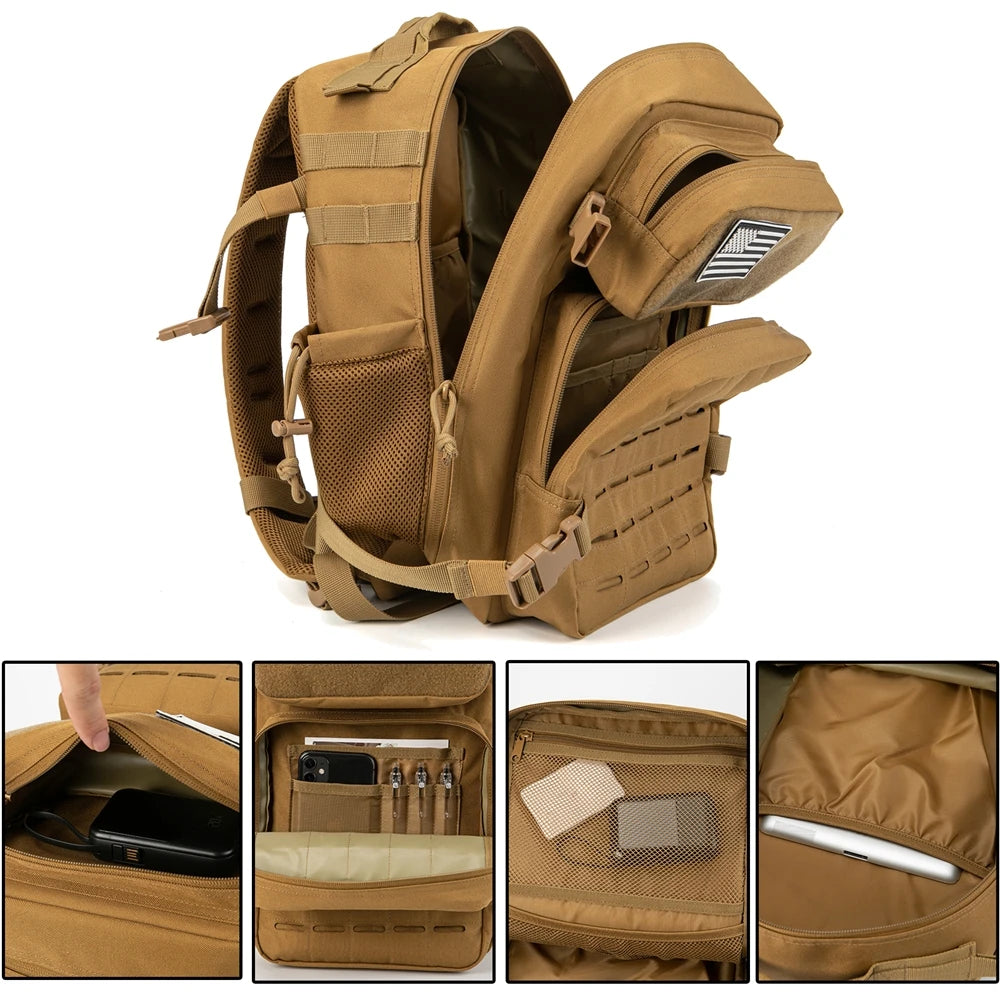 Tactical Collection | Travel Backpack Rucksack with MOLLE System | Durable Waterproof Design for Hiking and Fitness