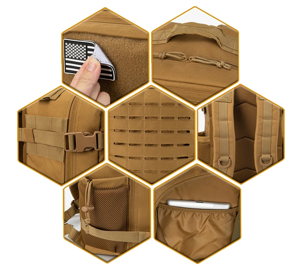 Tactical Collection | Travel Backpack Rucksack with MOLLE System | Durable Waterproof Design for Hiking and Fitness