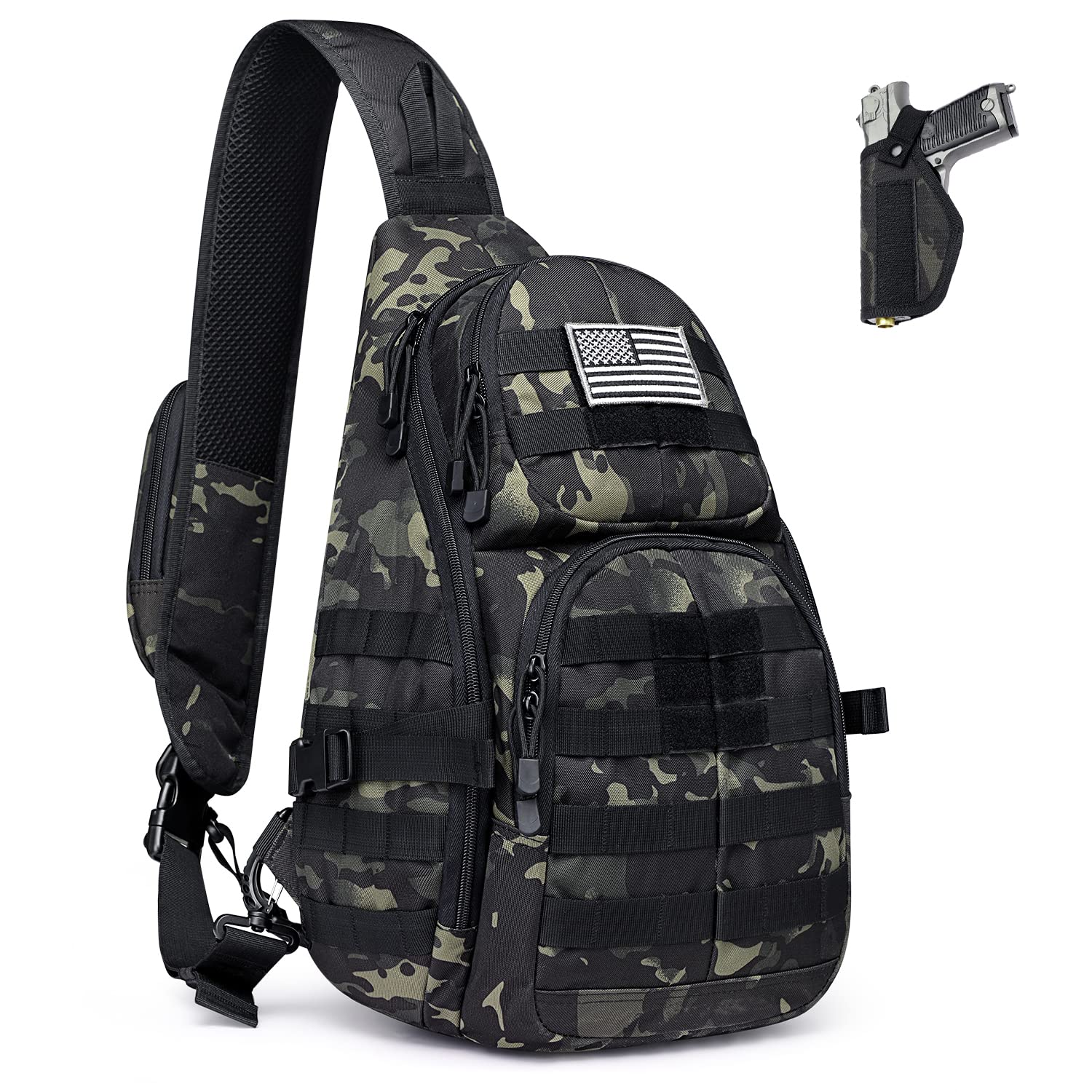 Tactical EDC Sling Bag with Water-Resistant Fabric & Molle System | Versatile Sling Backpack for Outdoor Activities
