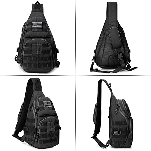 Tactical EDC Sling Bag with Water-Resistant Fabric & Molle System | Versatile Sling Backpack for Outdoor Activities