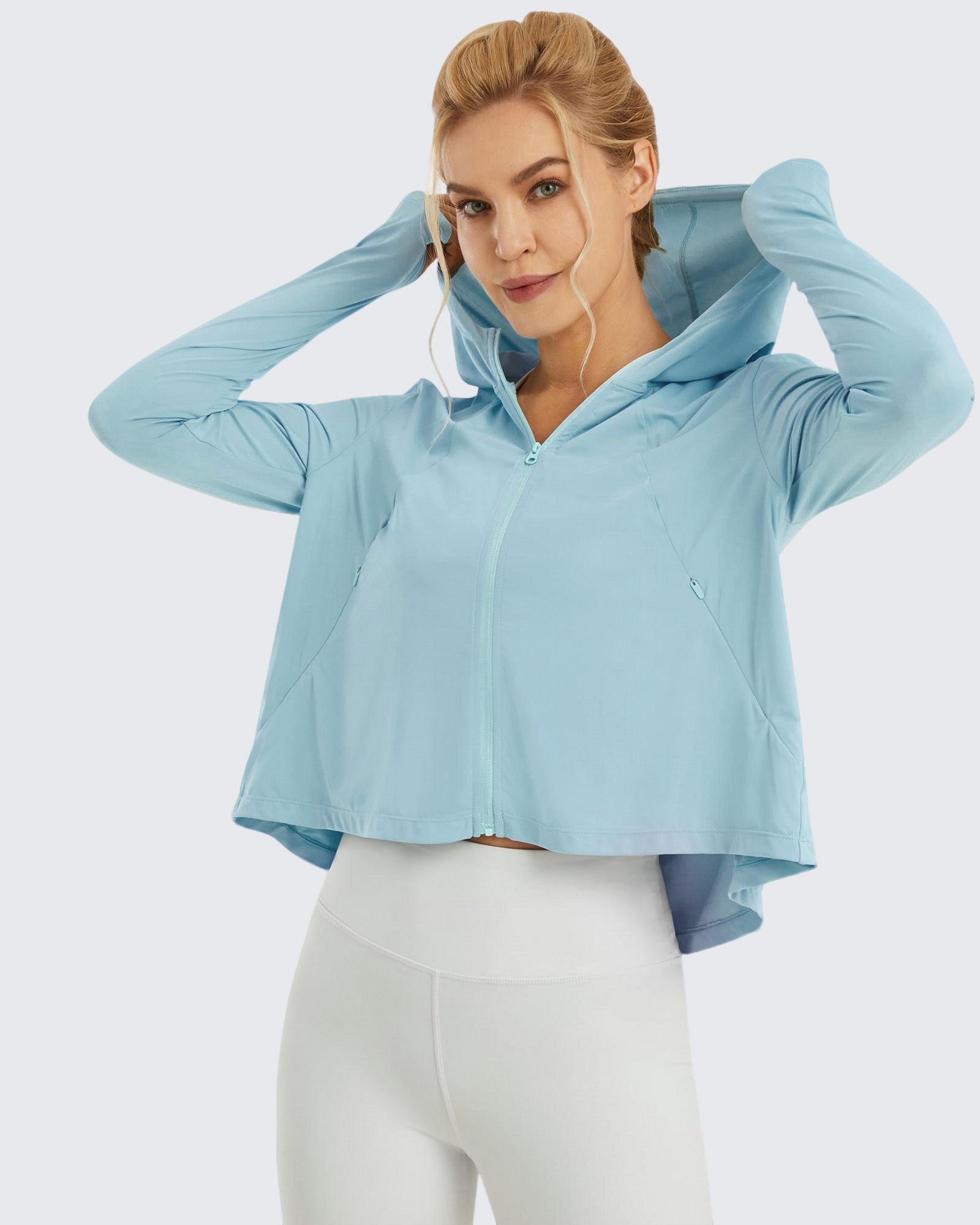 UV Sun Crop Zip Hoodie | Lightweight Fabric with UV Protection | Stylish Comfort for Outdoor Activities